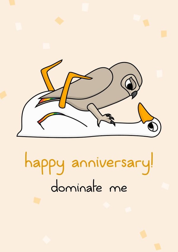 Dominating birds anniversary card created by dirty birds