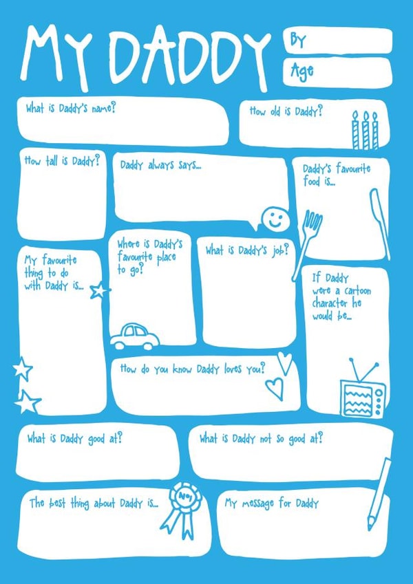 Cute Fathers Day Card / Birthday Card - Fill In The Blanks - My Daddy created by Bow & Bell