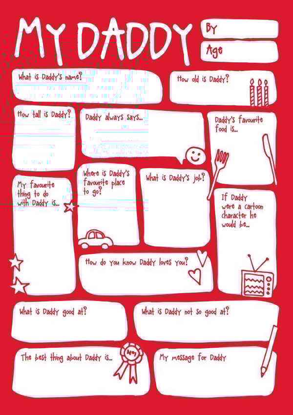 Cute Father's Day Card - Daddy - Fill In The Blanks - My Daddy created by Bow & Bell