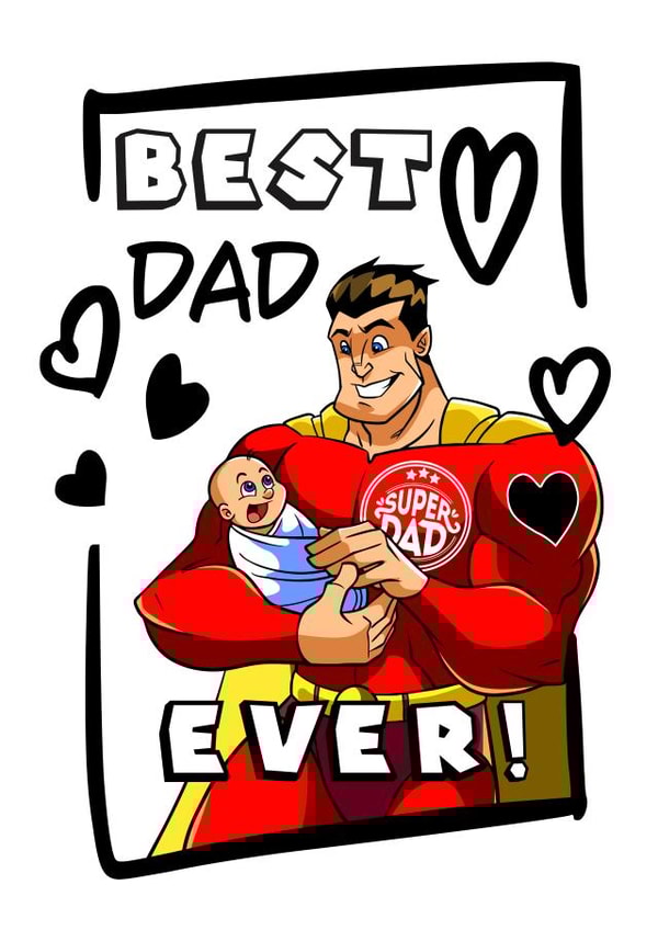 Best Dad Ever Super Dad Comic created by Mrs Pink