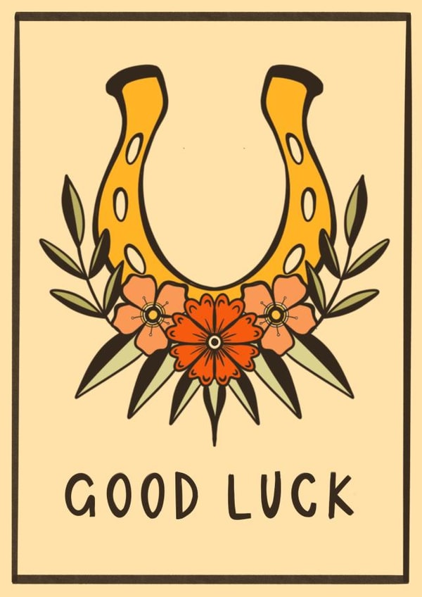 Traditional Tattoo Style Good Luck Card  created by Phoebe Harris