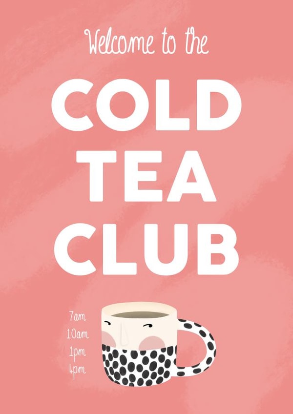 Welcome To The Cold Tea Club New Baby Card created by Paper Wishes Co