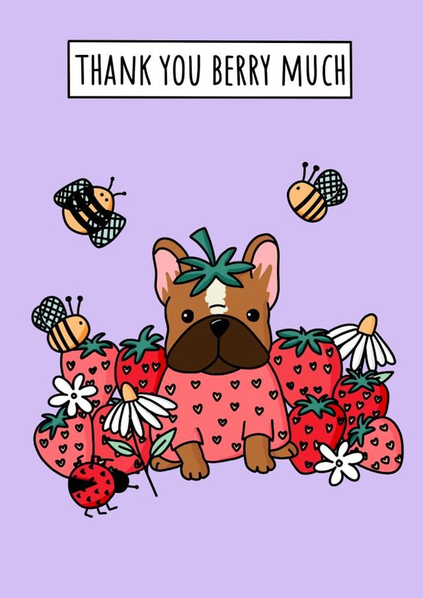 Thank you card for French Bulldog Lover created by Natalie Tuck