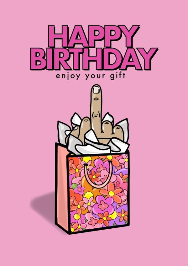 Middle Finger Gift Bag - Birthday - For Her - Flowers created by fyou cards