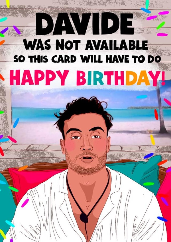 DAVIDE Love Island Birthday card created by Kasia Cards