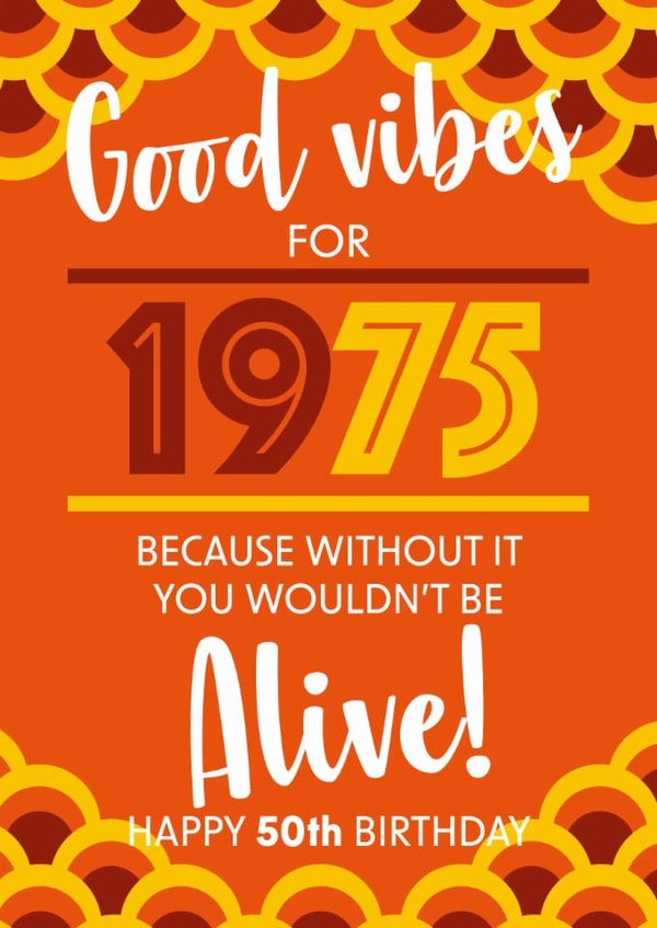 1975 50th birthday card created by Rulu
