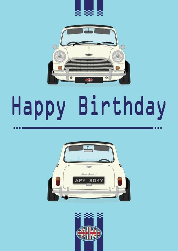 British Mini Retro Birthday Card 1003 created by retro.cards