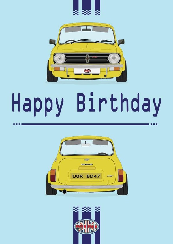 British Mini Retro Birthday Card 1000 created by retro.cards