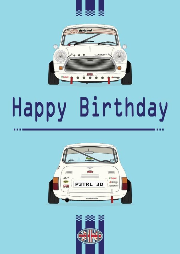 British Mini Retro Birthday Card 1001 created by retro.cards