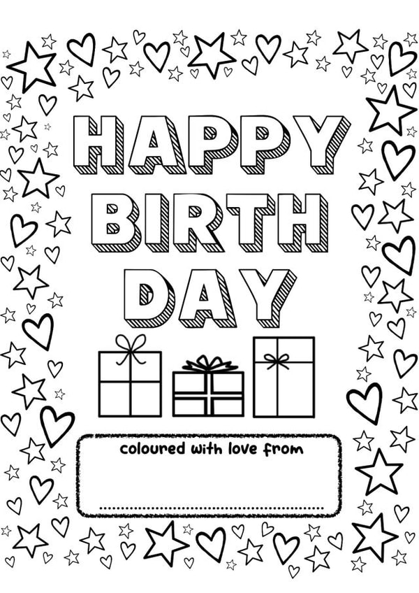 Happy Birthday | Personalised colouring in card from child/kid created by Lucy B