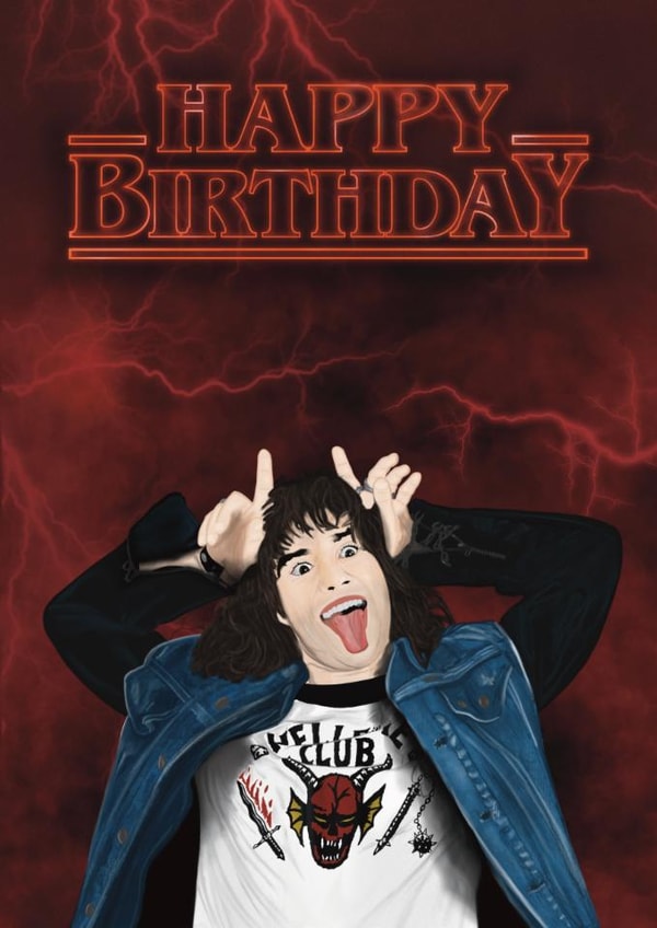 Eddie Munson Stranger Things birthday card created by Choo Choo 