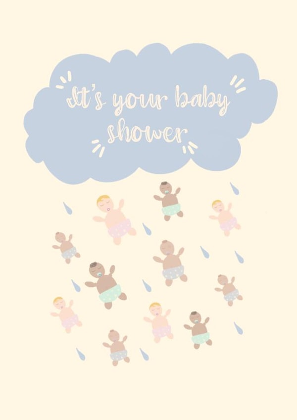 It’s raining babies! Baby shower card. created by Sherbet Lemons