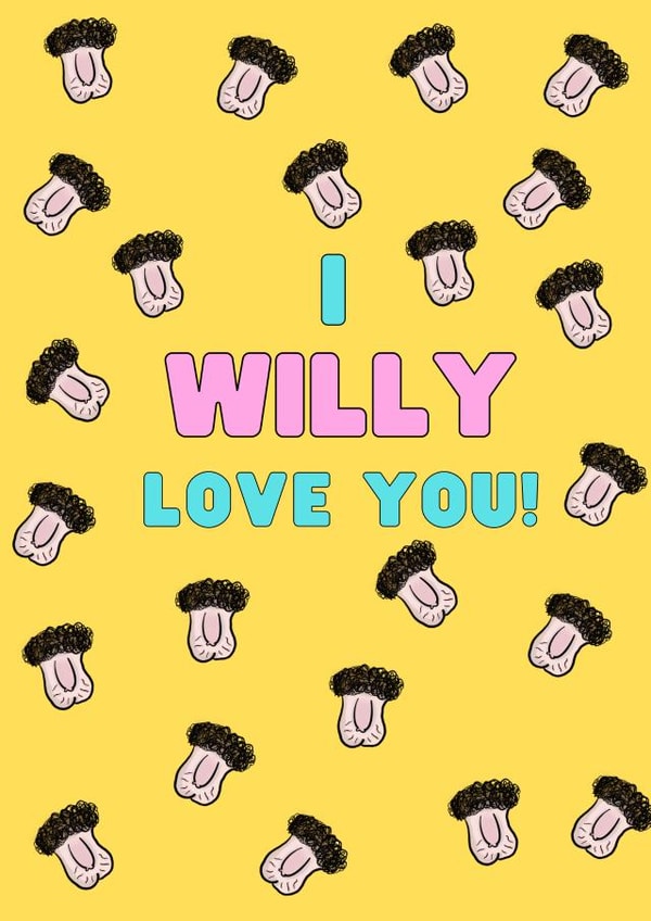 Funny I Willy love you card 1001 created by Cheeky Cards by Ginger