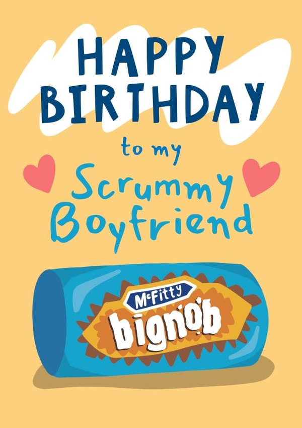 Funny Scrummy Boyfriend Big Nob Hob Nob Birthday Card - Biscuit Birthday Card created by Running with Scissors
