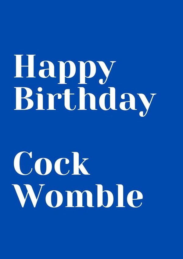 Happy Birthday Cock Womble created by Charlotte Rossiter