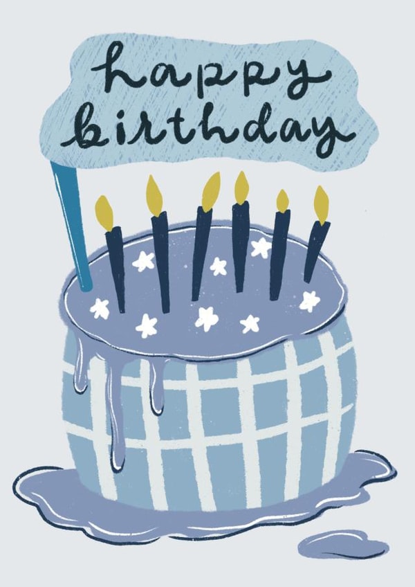 Happy Birthday Cute Blue Cake Greeting Card created by Teng Phei Yin