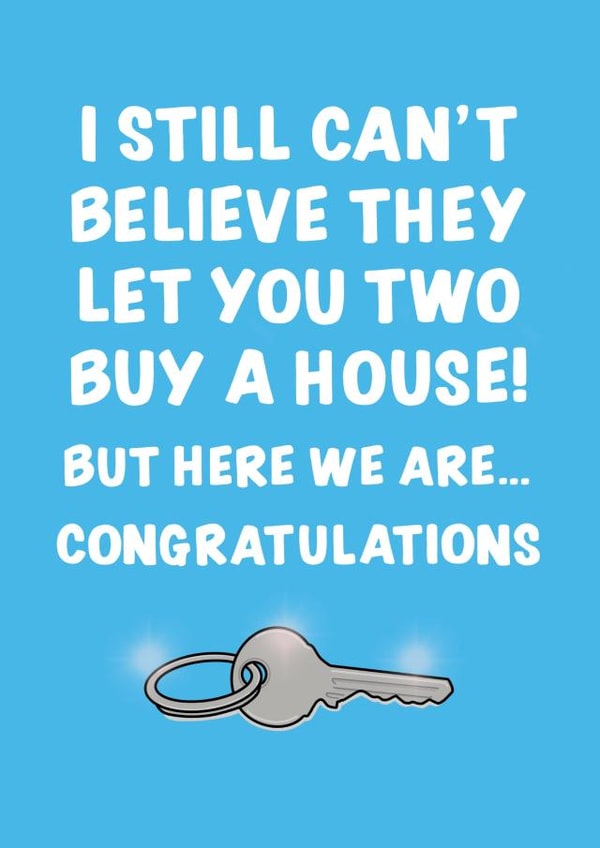 First home congratulations card created by Mark Wood Cartoonist