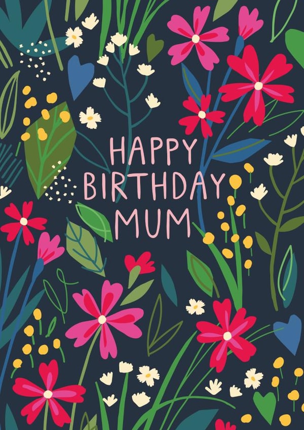 Happy Birthday Mum bright floral card created by Pablo and Pickle Studio
