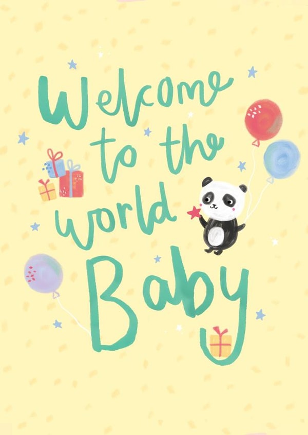 Cute New Baby Neutral Lettering Card - Welcome To The World Baby created by Laura Pantony