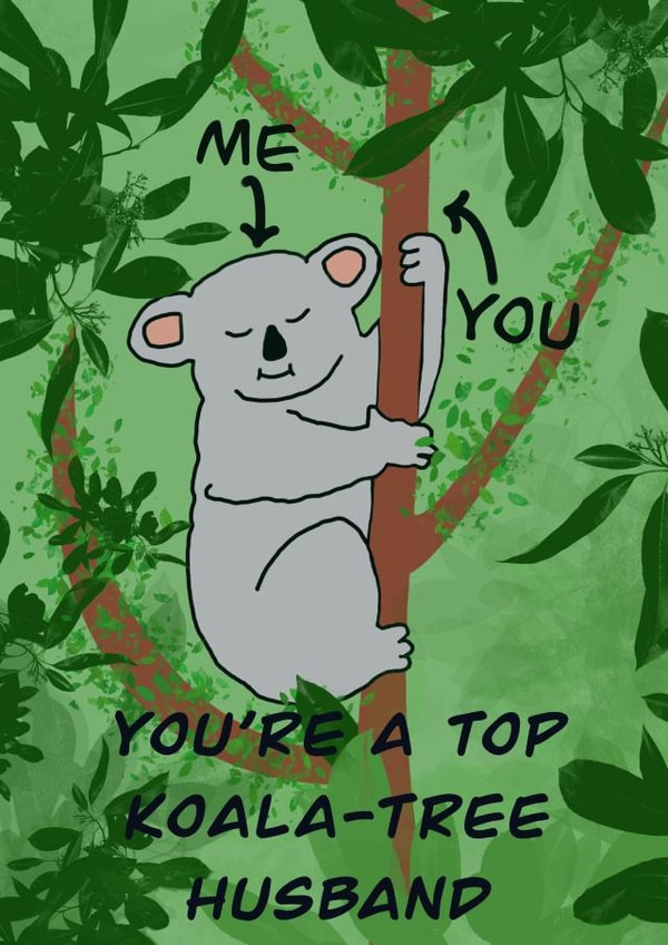 Koala-tree pun card - Husband Anniversary created by Ellie Aardvark