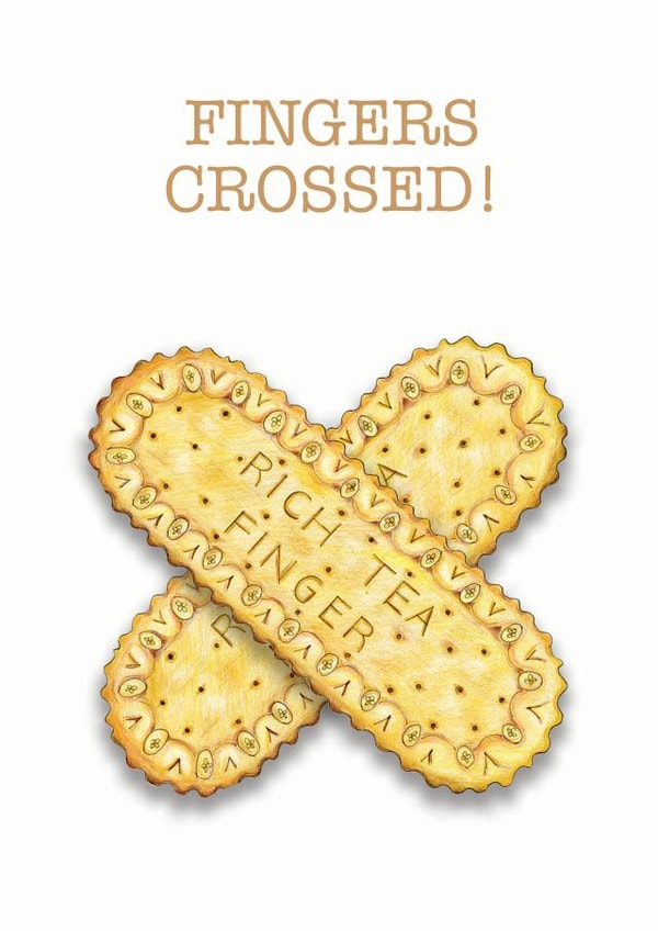 Fingers Crossed! A good luck, feel good card for a multitude of occasions created by Lucy Hughes