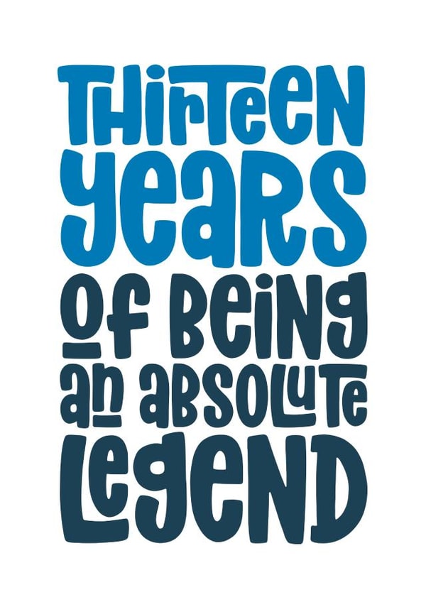 13th Birthday Card - Absolute Legend created by Waffle & Faff