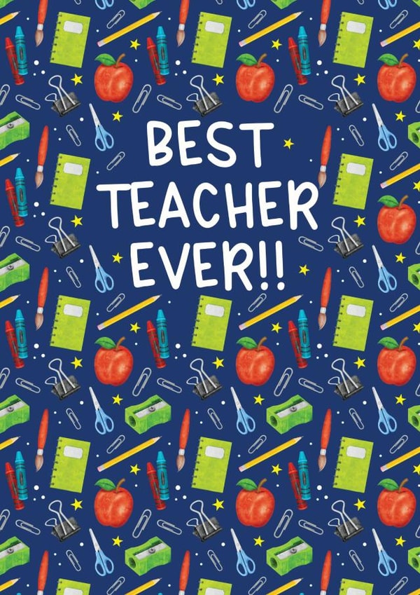Best Teacher Ever! - Teacher Card - School Leaver Card created by The Laughing Sloth