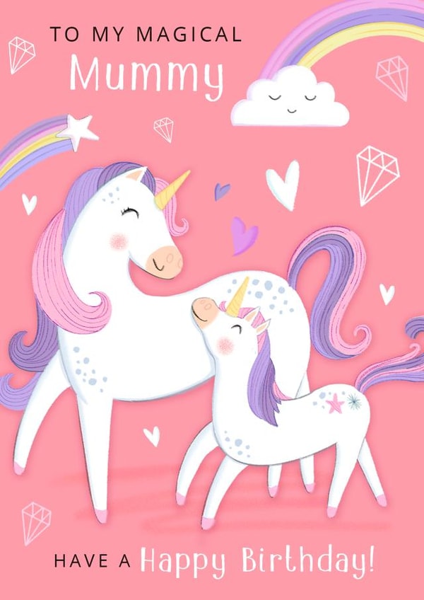 Birthday - For Mum - For Mummy - cute - unicorn - from kids created by Dalia Clark Design