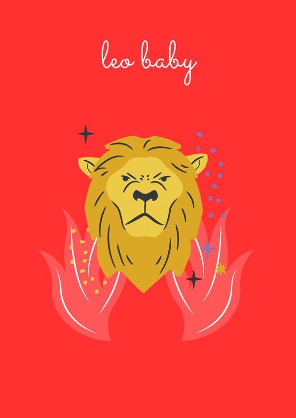 Leo Baby birthday card 1000 created by Nina Bombina