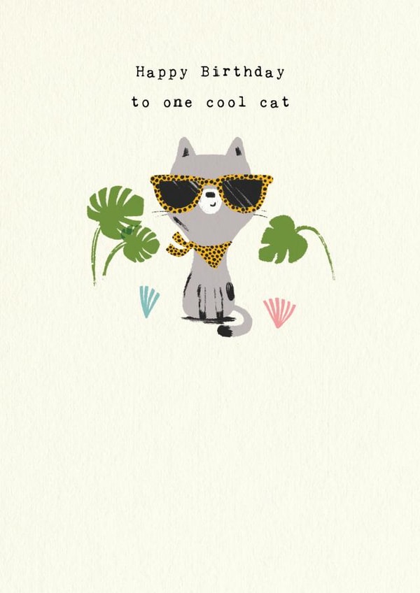 Cool cat birthday card created by iDrew Illustration
