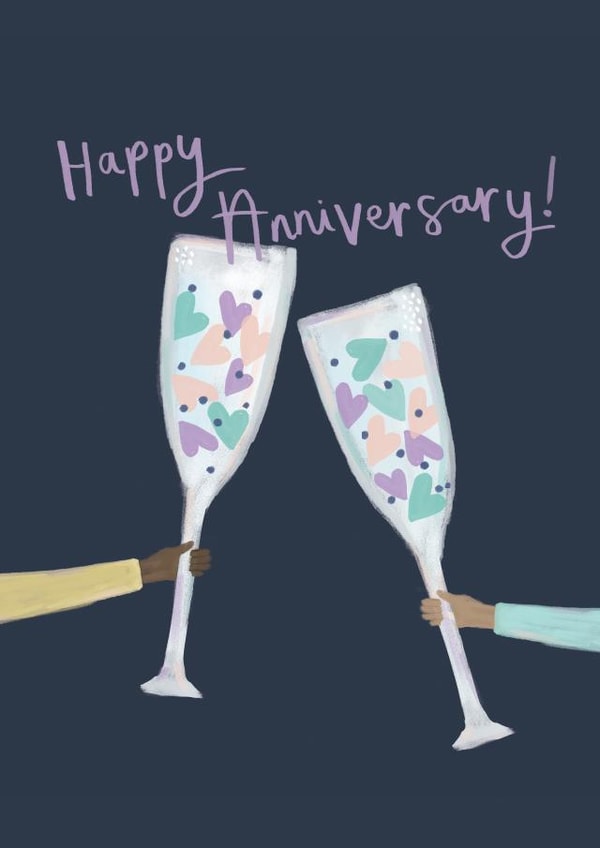 Modern Anniversary Illustrated Champagne Card - Happy Anniversary! created by Laura Pantony
