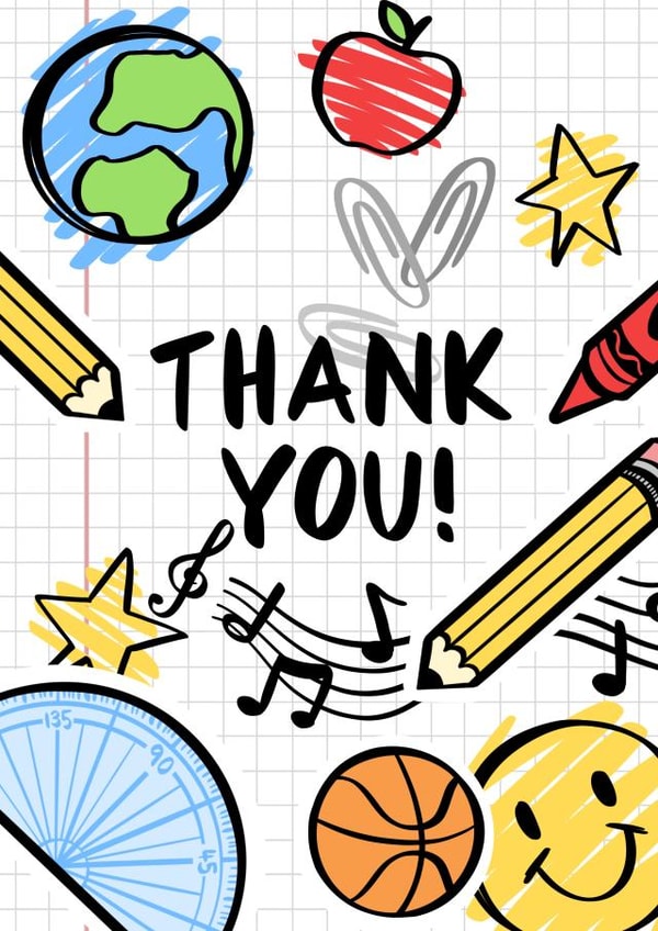 SCHOOL DOODLE THANK YOU CARD created by MOUSE CARDS