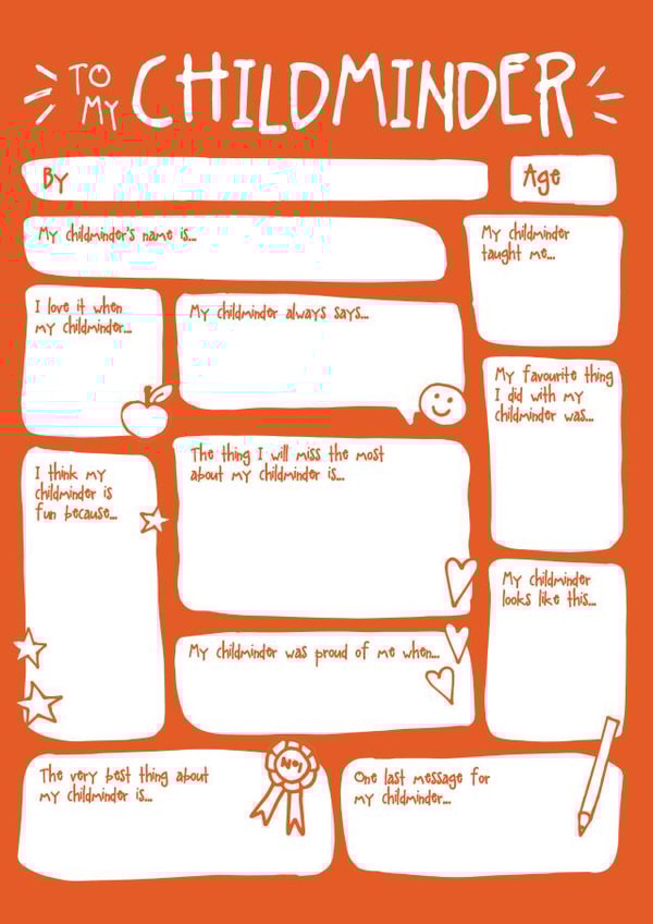 Thank You Childminder Fill In Card created by Bow & Bell