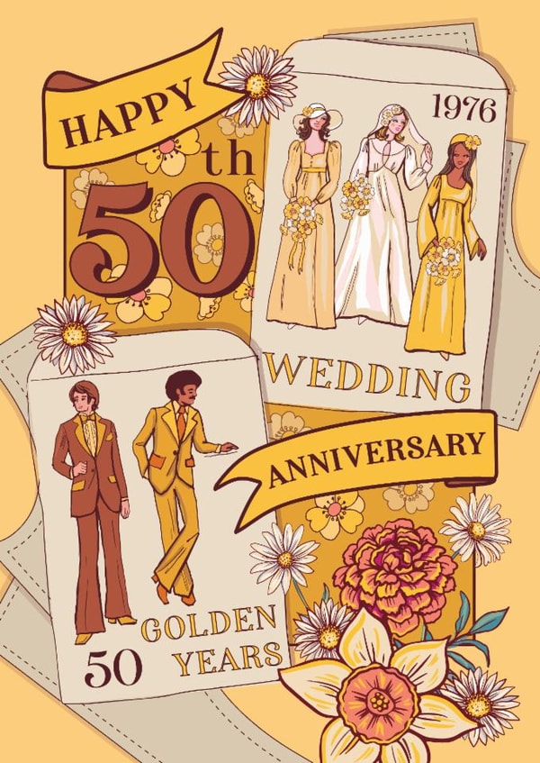 Pretty Retro Anniversary Card - 50 Years - Golden Years created by Angie Spurgeon