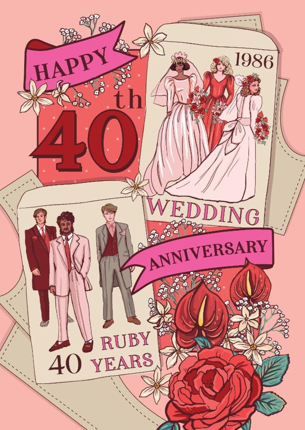 Ruby Wedding Anniversary Card, 40th Anniversary created by Angie Spurgeon