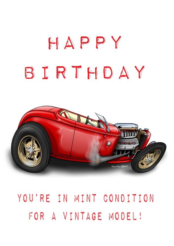 Hot Rod vintage birthday card created by Sturgess Designs