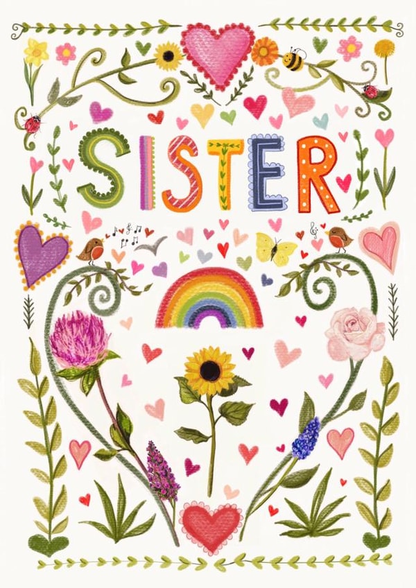 Pretty Sister Card created by Love Lucy Illustration