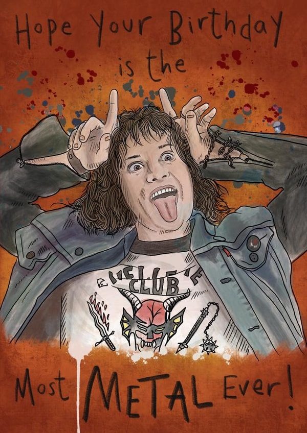 Eddie Munson Metal Birthday Card created by Big Charlotte Draws