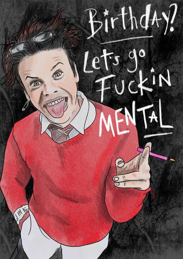 Yungblud ‘let’s go mental’ birthday card created by Big Charlotte Draws
