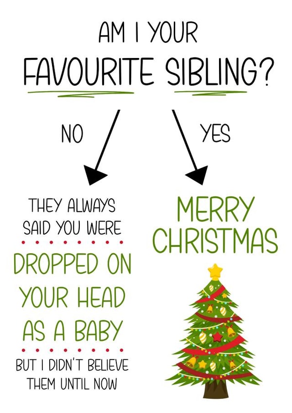Funny Christmas Card for Brother or Sister created by The Merry Giraffe