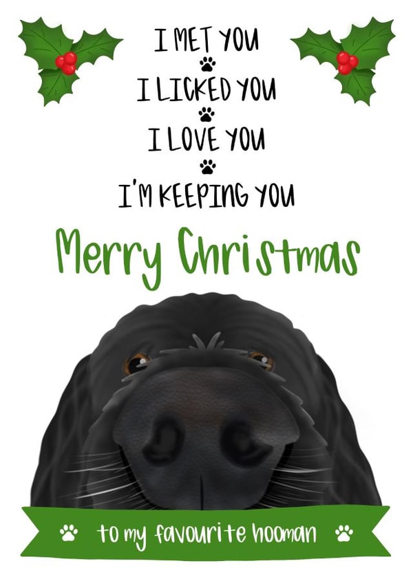 Merry Christmas Card from the Dog (Black) 1002 created by The Merry Giraffe