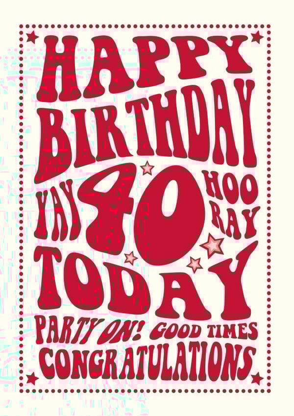 Retro Style 40th Birthday Card created by Cloud Cuckoo Design