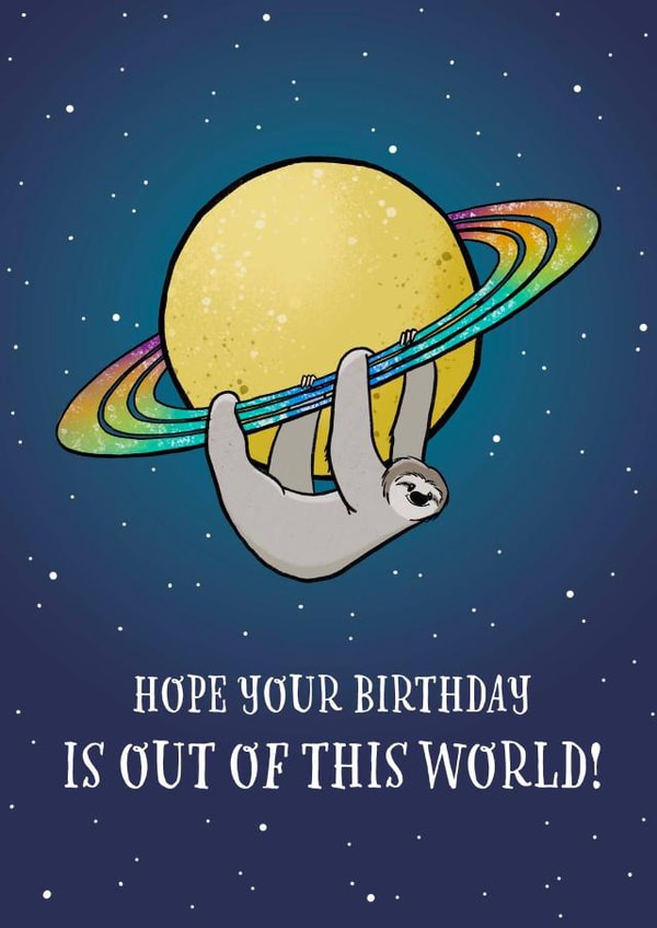 Sloth on Saturn Out of This World Birthday created by Lisa Crisafi