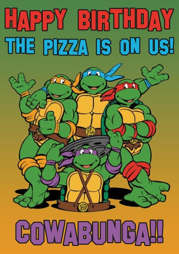 Have a Cowabunga Birthday!! It's Pizza Party Time! created by Tom Sheldrick
