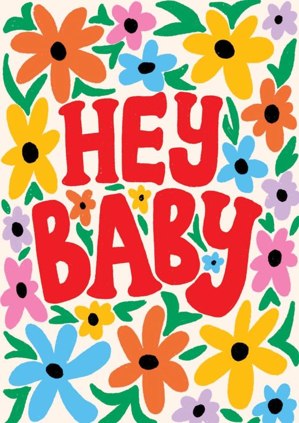 Hey Baby Floral Card  created by Emmy Lupin Studio 
