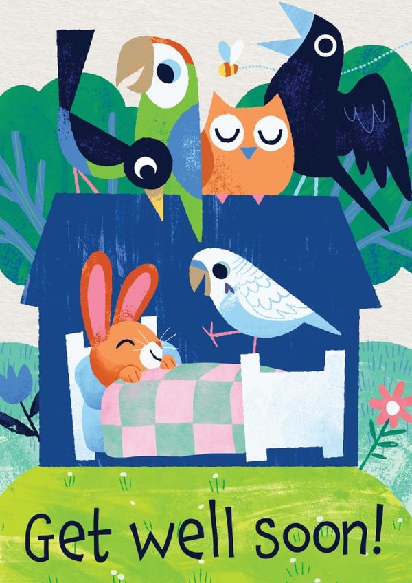 Get Well Soon - Bunny and Bird Friends created by Mel Draws