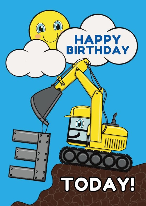 Happy 3rd Birthday - Cute Digger Themed Card created by @Cupsie's Creations