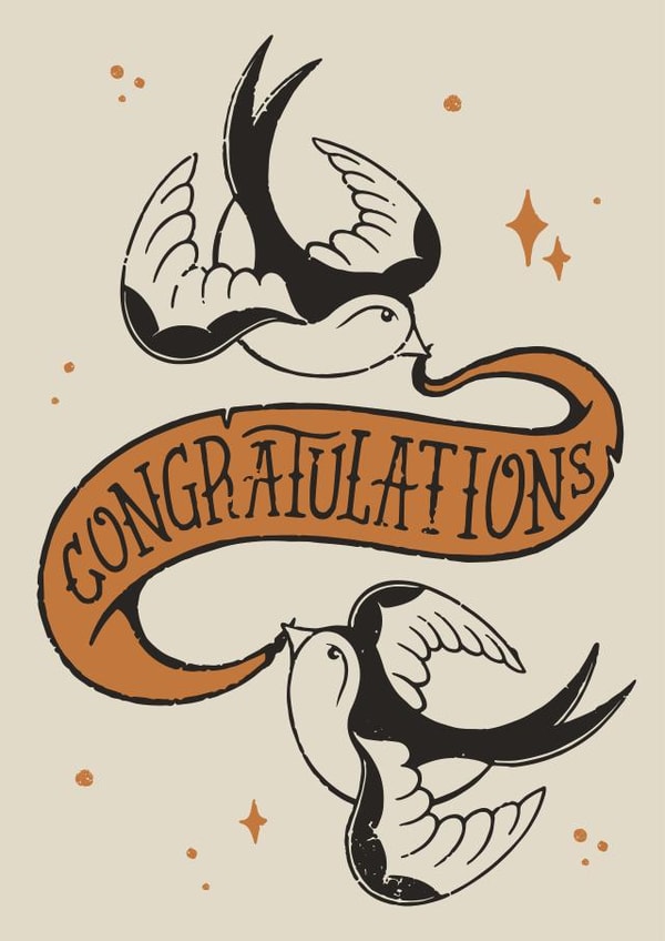 Traditional Tattoo Sparrows Congratulations created by Lavinia Roth