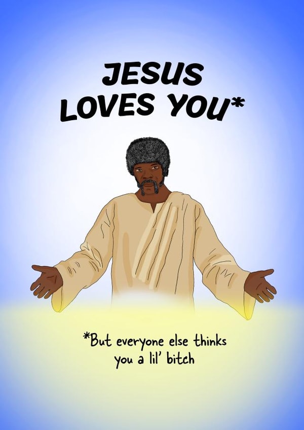 Black Jesus Funny Pulp Fiction Birthday Card created by CreativeNess Crafts