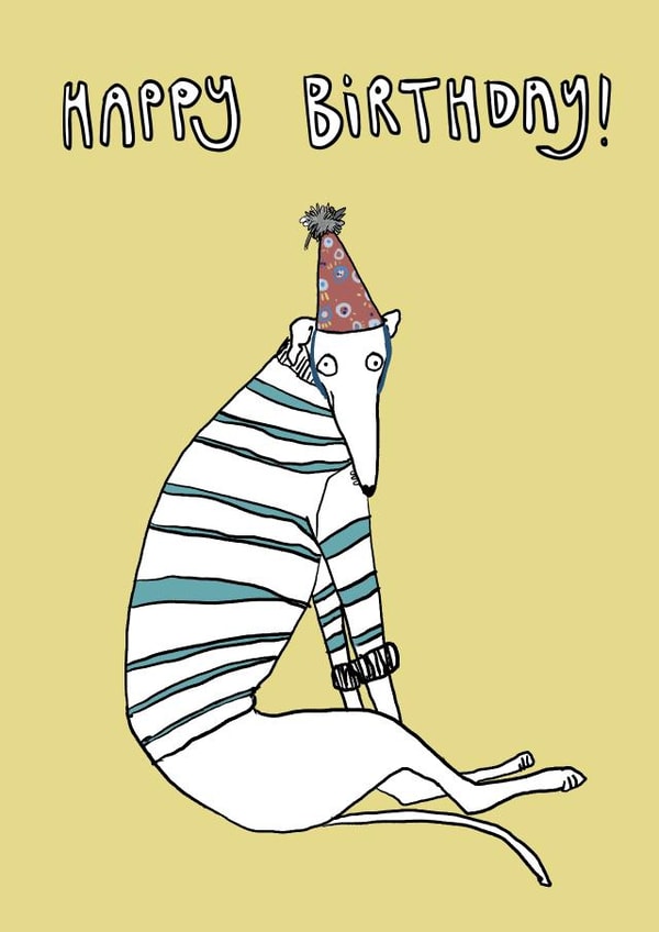 Dog Birthday card, Greyhound birthday card,  created by Harriet Lowther